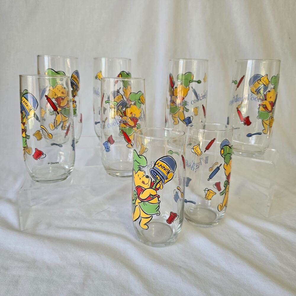 Disney Winnie the Pooh Glasses Tumbler Set of 8 - 16oz What's Cooking Pooh? New